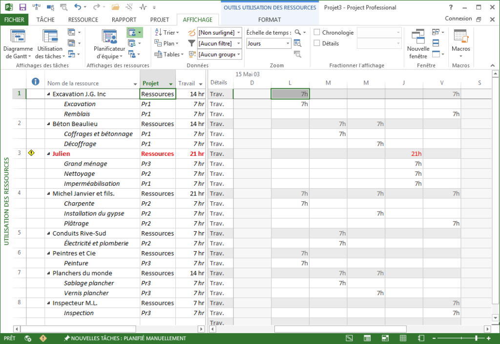 Consolidation multi-projet avec MS Project